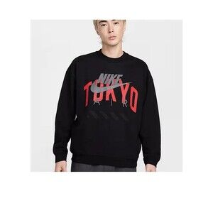 Nike Air Tokyo Black University Red White Fleece Crew Men's Sz XL (HQ1105 010)